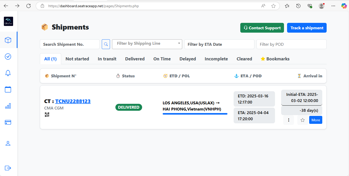 Tracking Results Screenshot